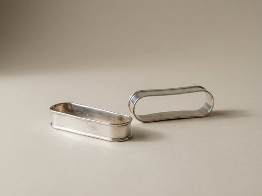 Vintage Sterling Silver Oblong Napkin Rings Set of 2