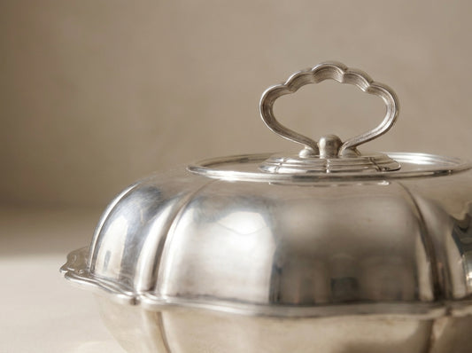 Pair of Vintage Silverplate Scalloped Entree Dishes (Sold as a Pair - Large and Small size)