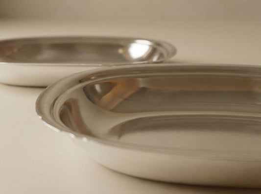 Vintage Silverplate Medium Oval Serving Tray - Sold as a Set