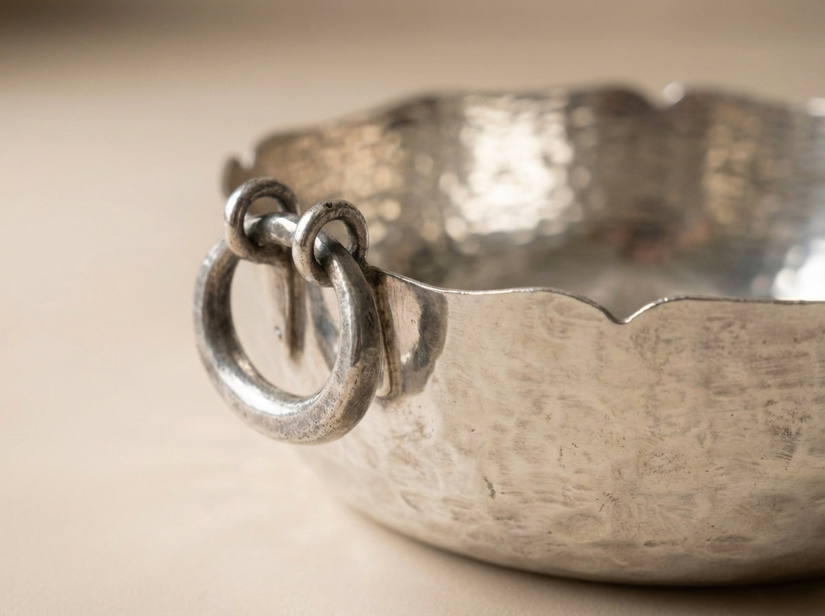 Vintage Hammered Silver Plate Candy & Nut Dish