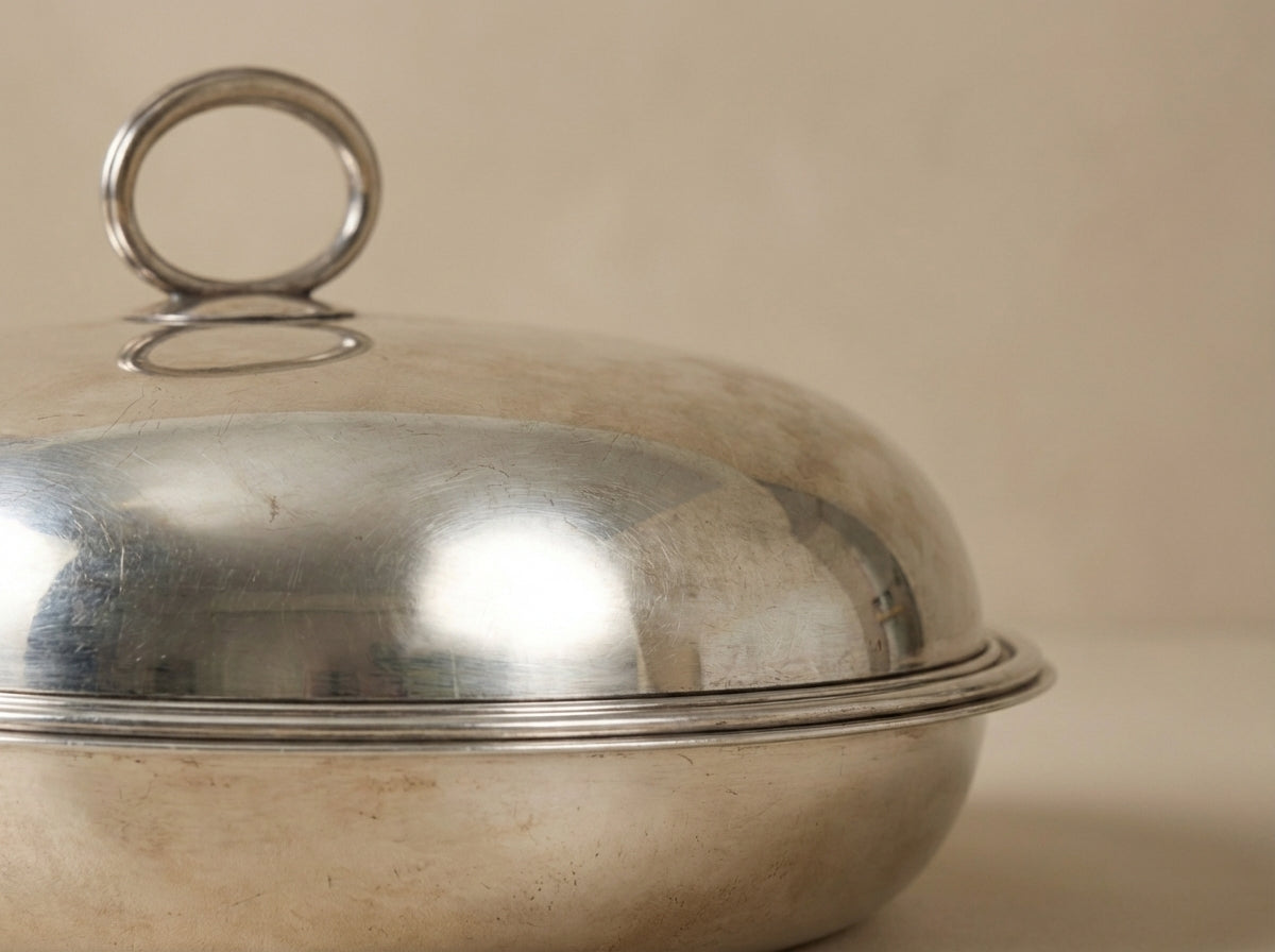 Vintage Continental Silver Entree Dish with Lid