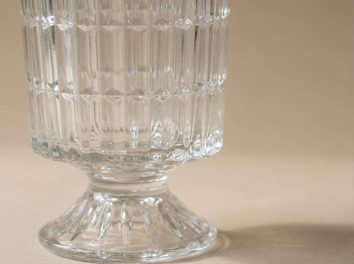 Antique Faceted Clear Glass Footed Vase