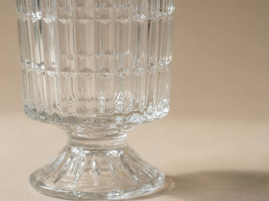 Antique Faceted Clear Glass Footed Vase