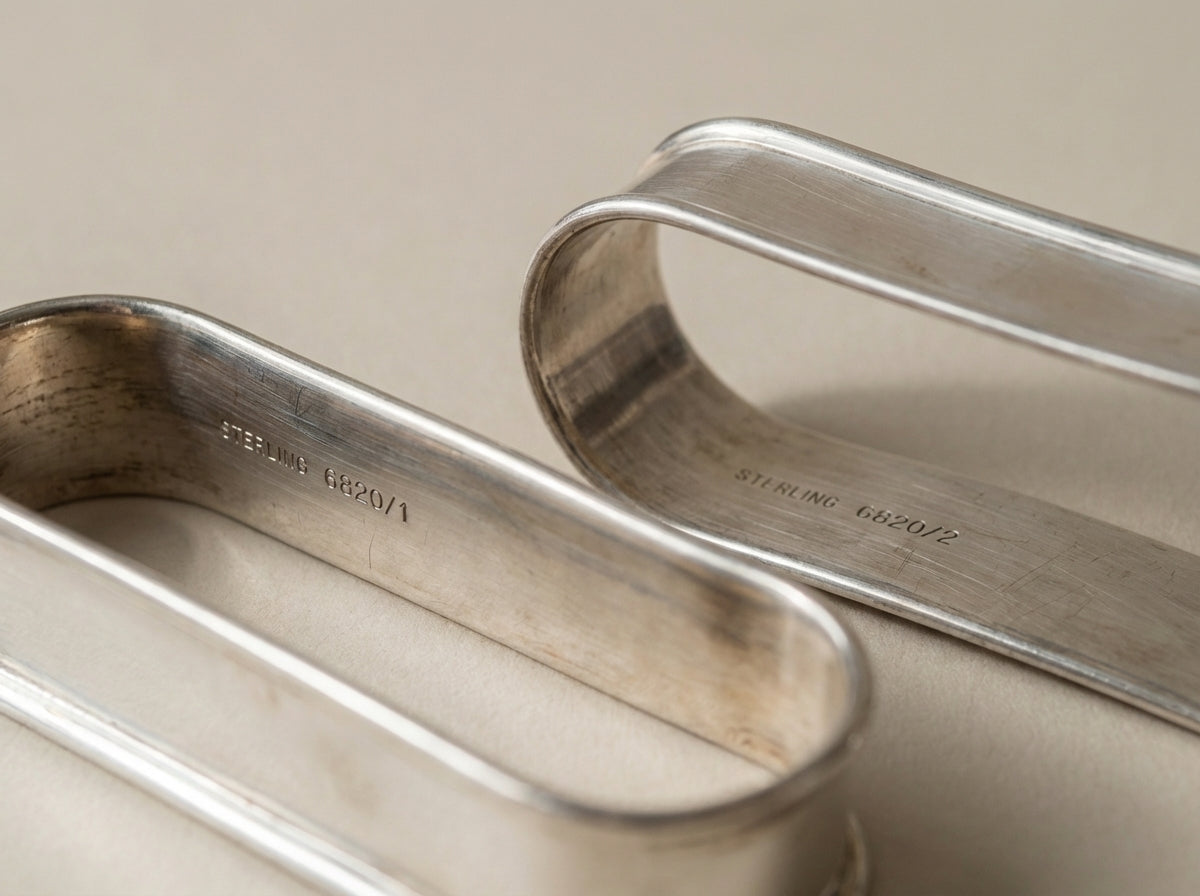 Vintage Sterling Silver Oblong Napkin Rings Set of 2