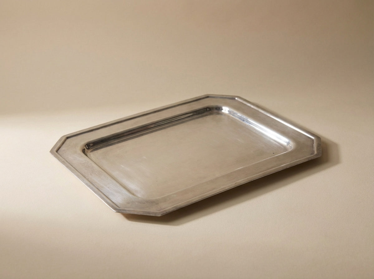 Vintage Silver Plated Rectangular Serving Tray Art Deco