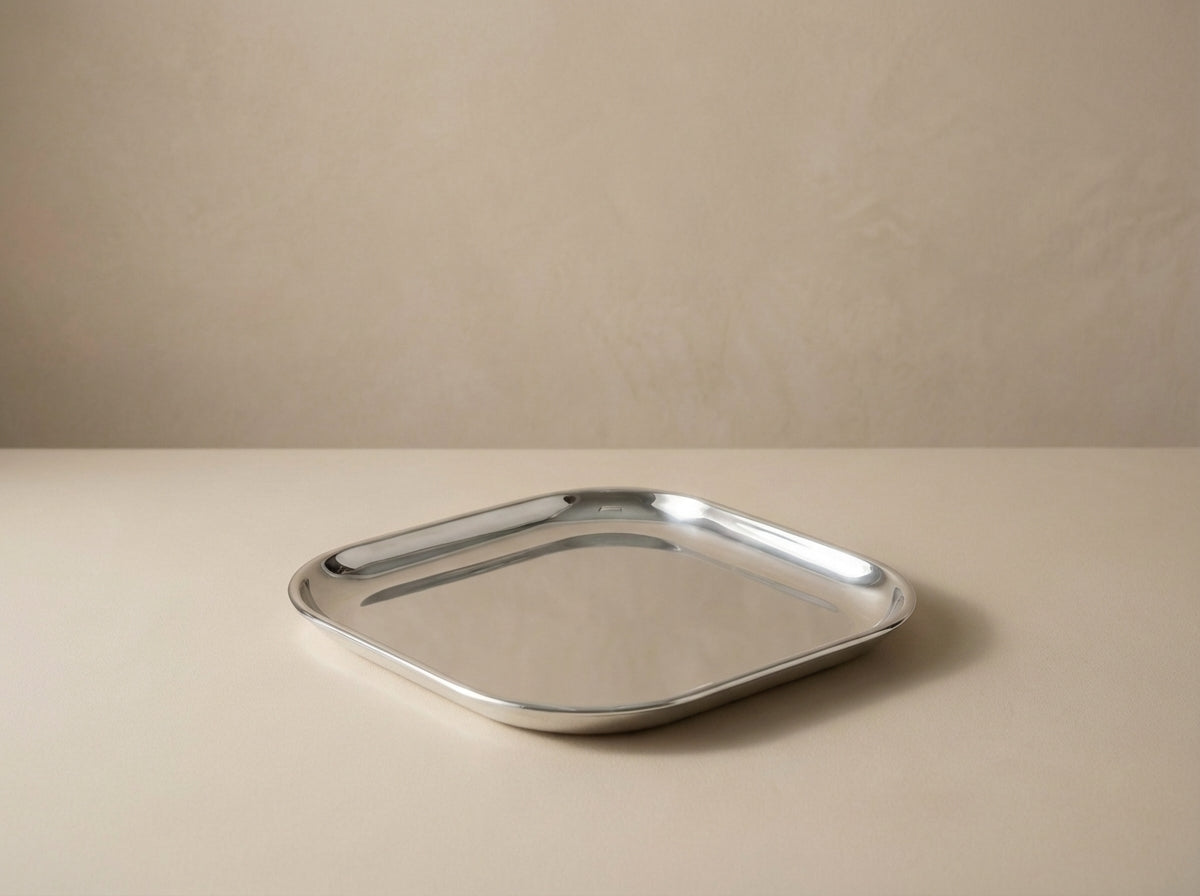 Vintage .835 Sterling Silver Square Trinket Tray | Minimalist Catchall