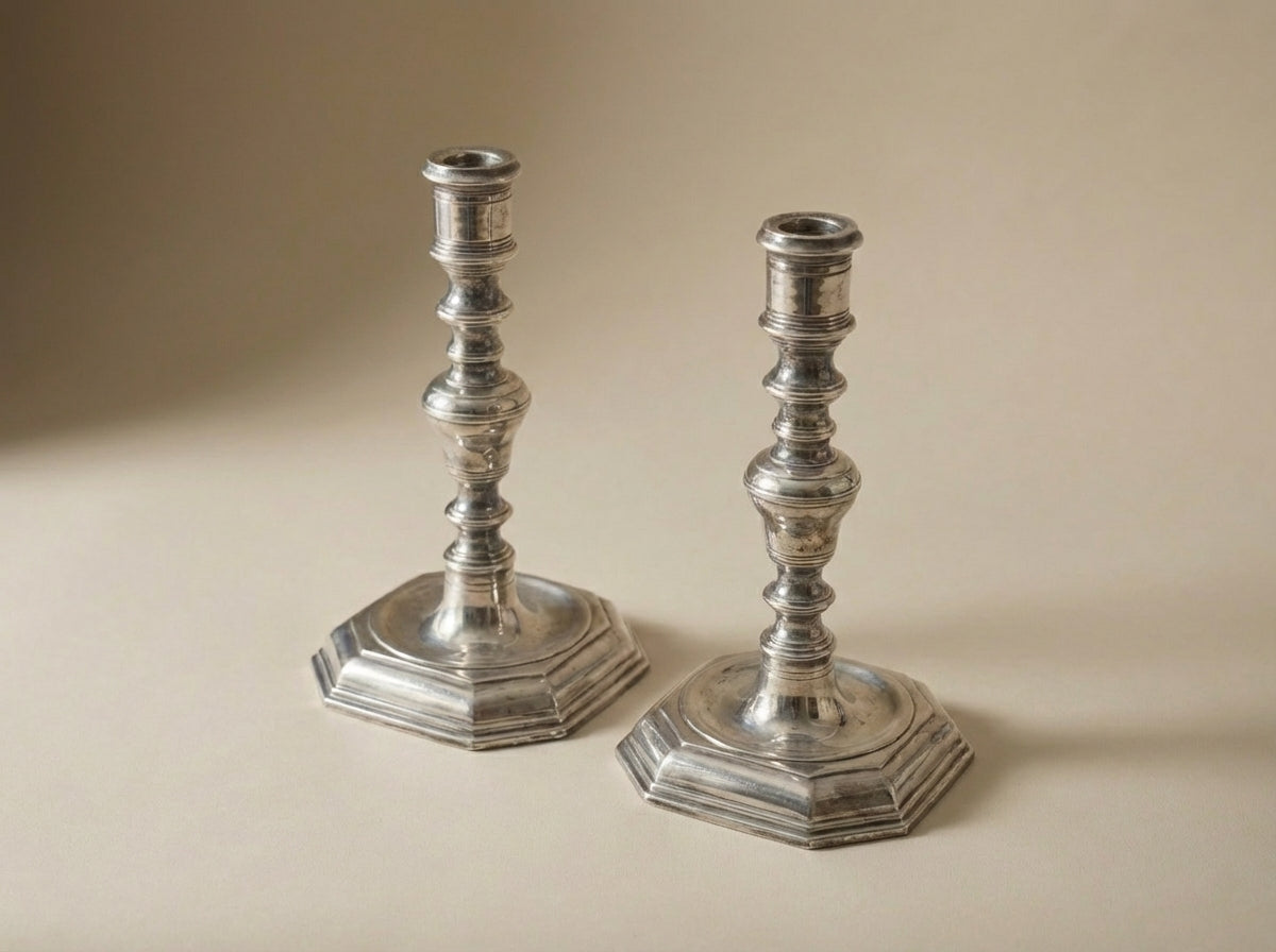 Baluster Candlesticks (Sold as a Pair) Antique .925 Sterling Silver