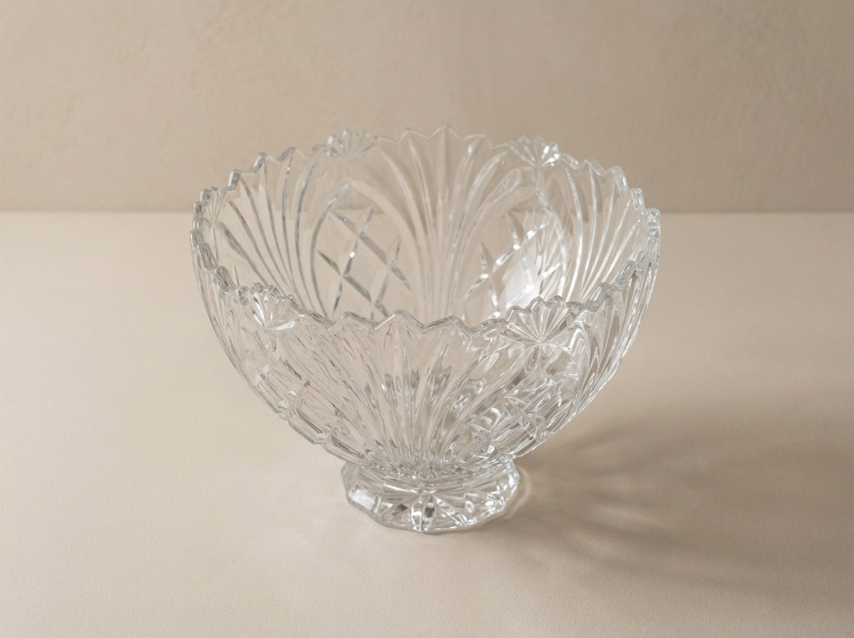 Vintage Cut Crystal Footed Centerpiece Bowl