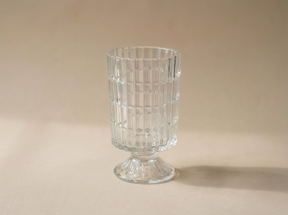 Antique Faceted Clear Glass Footed Vase