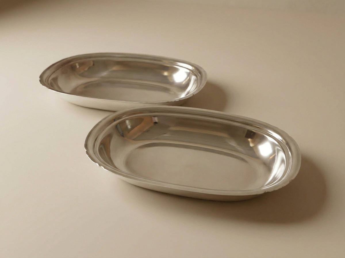 Vintage Silverplate Medium Oval Serving Tray - Sold as a Set