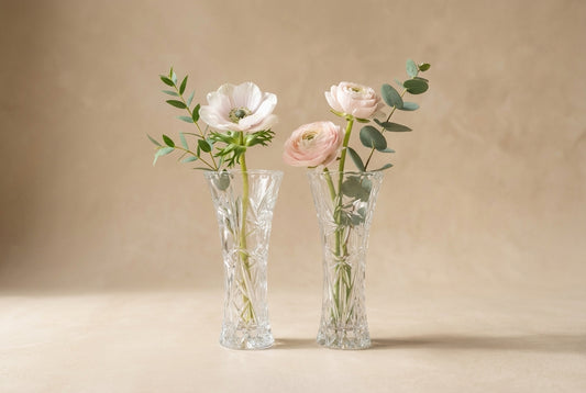 Vintage Cut Crystal Flared Bud Vases (Sold as a Pair)